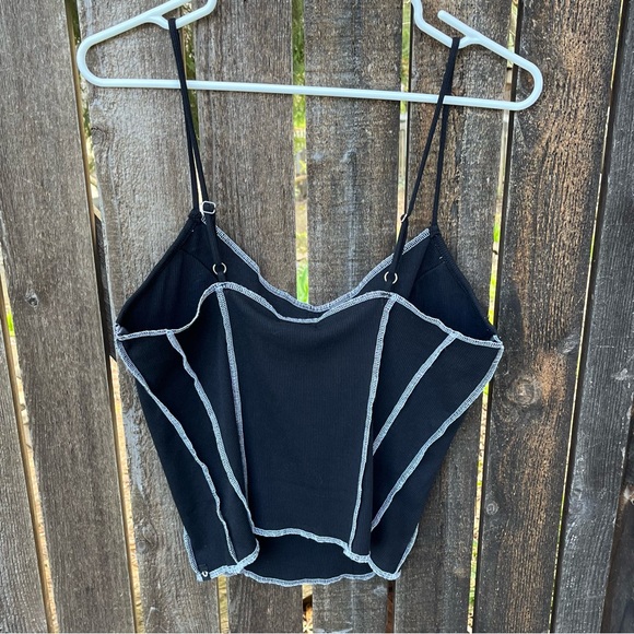 True Religion Black with White Contrast Stitch Corset Tank Top NWT Sz XL - Picture 9 of 12